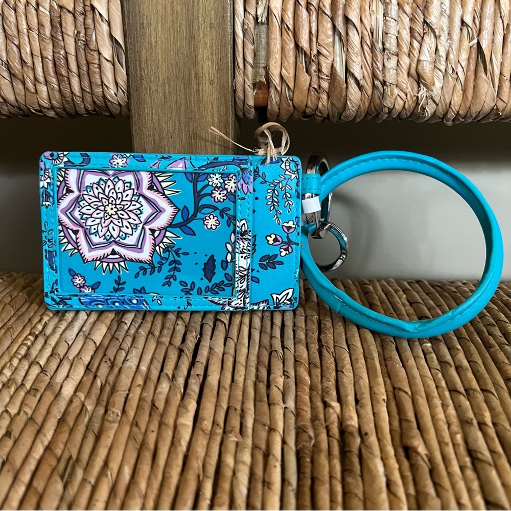 NWT Bracelet Key Ring Card Case - Peacock Garden